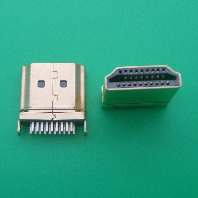 2 uds HDMI 19 pin conector de interfaz de enchufe macho, 2 pines de fila 19Pin (10pin 9pin) 1,6 MM espaciado para equipo HD HDMI socket 2 uds HDMI 19 pin conector de interfaz de enchufe macho, 2 pines de fila 19Pin (10pin 9pin) 1,6 MM espaciado para equipo HD HDMI socket