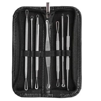 

7pcs Acne Blemish Needle Pimple Spot Extractor Blackhead Remover Cleaner Tool Makeup Facial Face Cleaning Tool With Zipper Case
