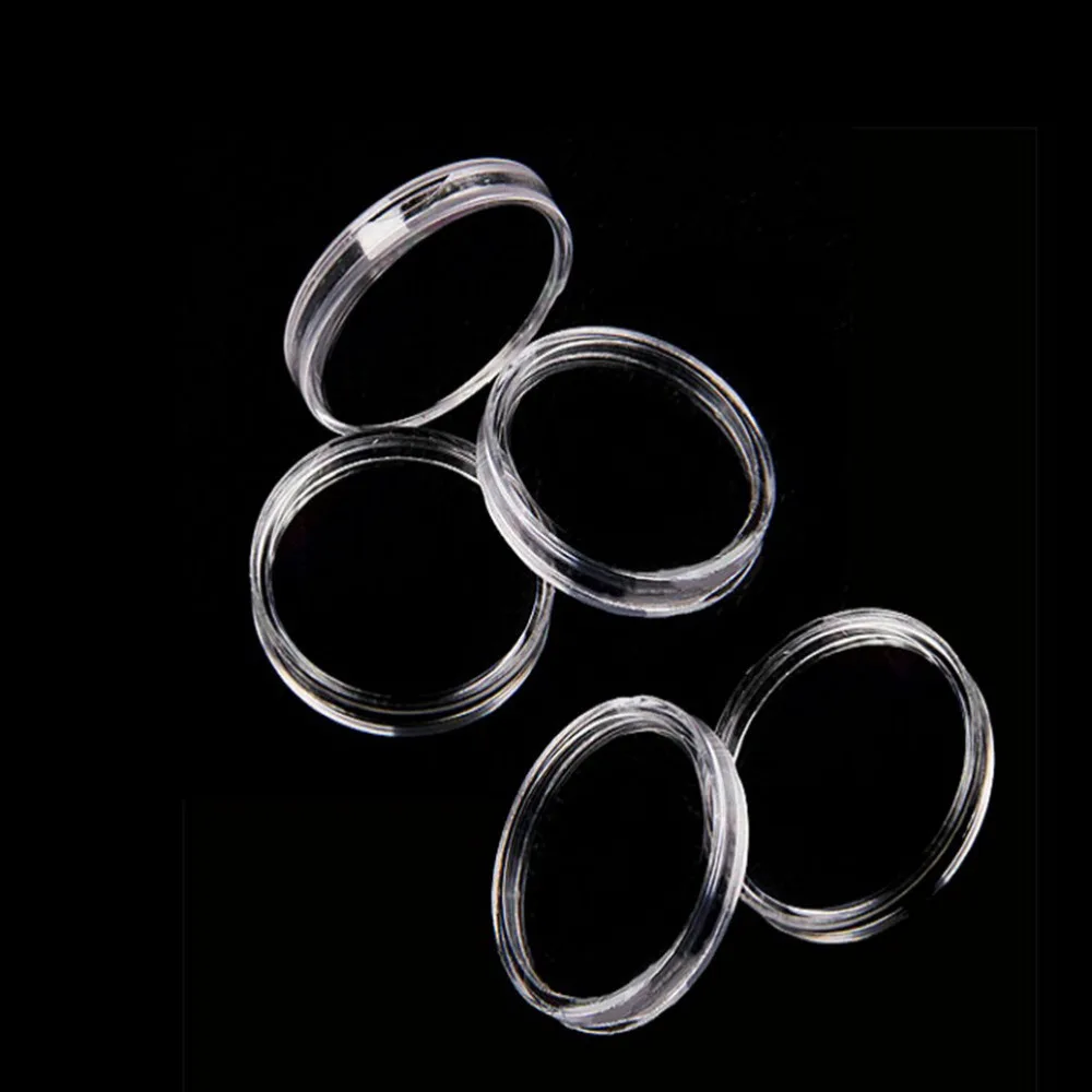 

30mm Transparent Plastic Round Capsules Coin Storage Boxes 23mm Clear Photo Holder Display Cases 10 Pcs/set