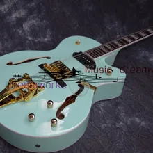 OEM полая джазовая электрогитара с бигсби тремоло Золотое оборудование,, производство Китай