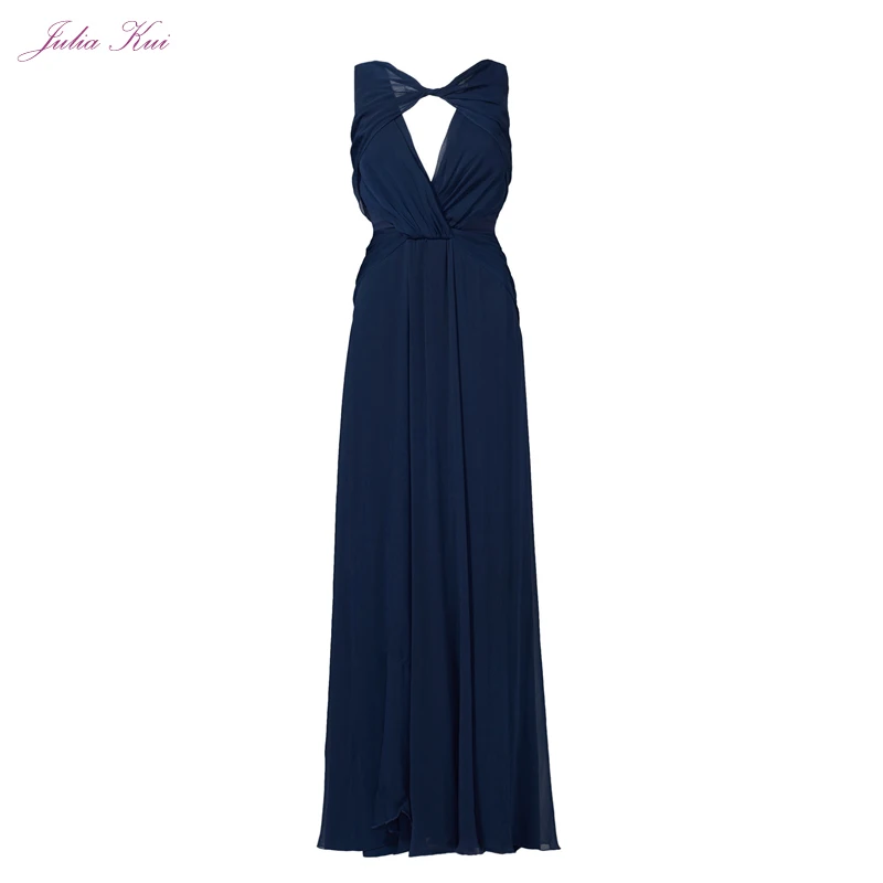 

Julia Kui Elegant Chiffon Wide-waisted Mother Of The Bride Dresses Floor Length Backless Simple Formal Dress