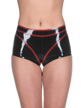 

High Quality Customized Latex rubber underwear latex short tight-fitting rubber shorts featuring a V-shape motif
