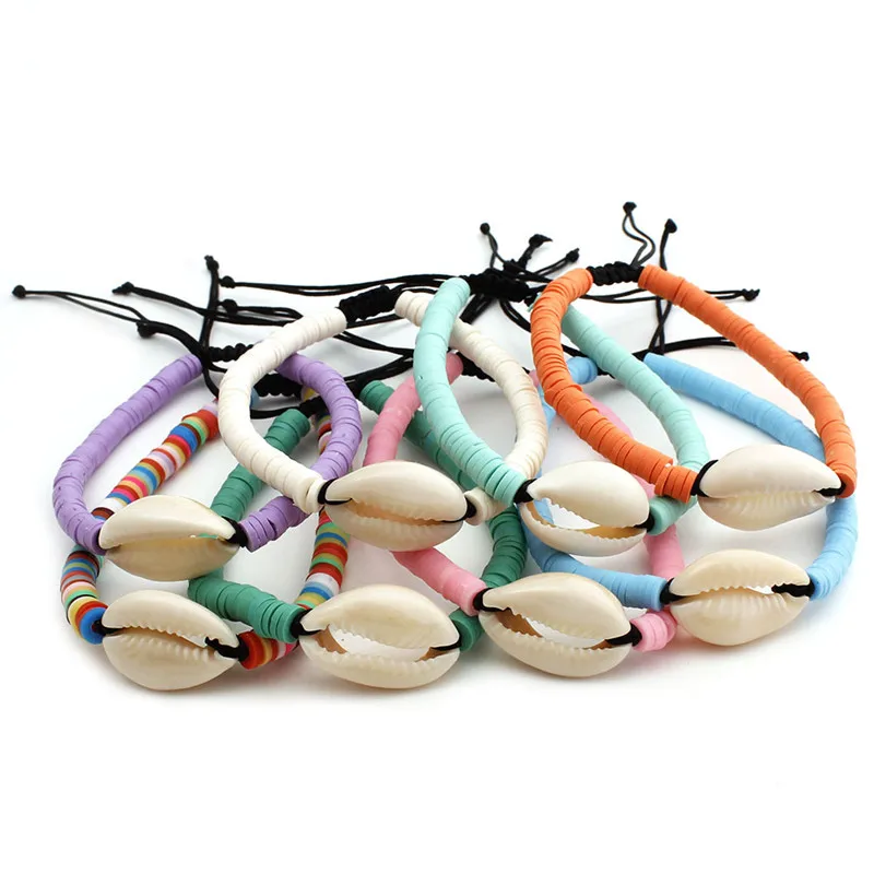 

Multicolor Bohemian Shell Tassel Bracelet 8 colors Ehthic Beach Boho Statement Cotton Rope Chain Woven Bracelet for Women