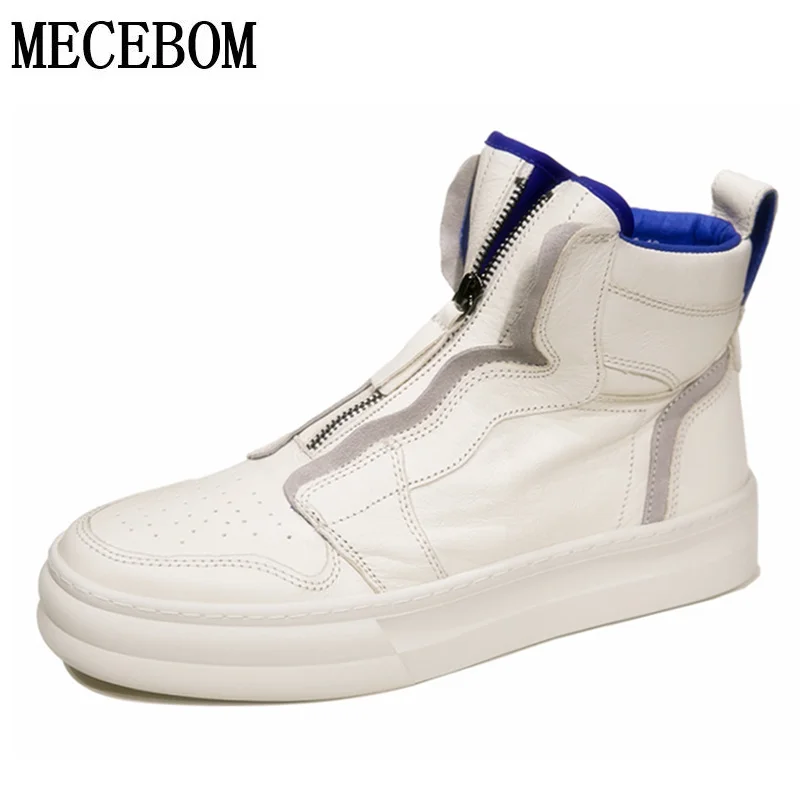 

2018 Luxury Men's Boots Brand Genuine Leather Men Casual Shoes Black White Men Ankle Boots chaussures femme size 39-44 1050m
