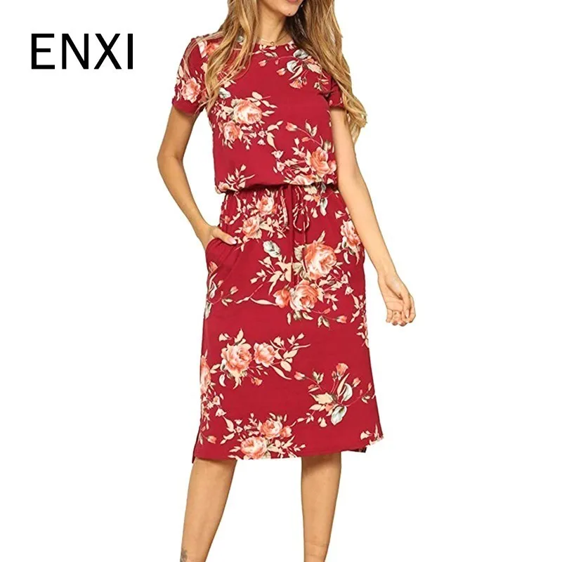 ENXI/Одежда для беременных женщин; платья с коротким рукавом и круглым вырезом; платье для беременных; летние платья