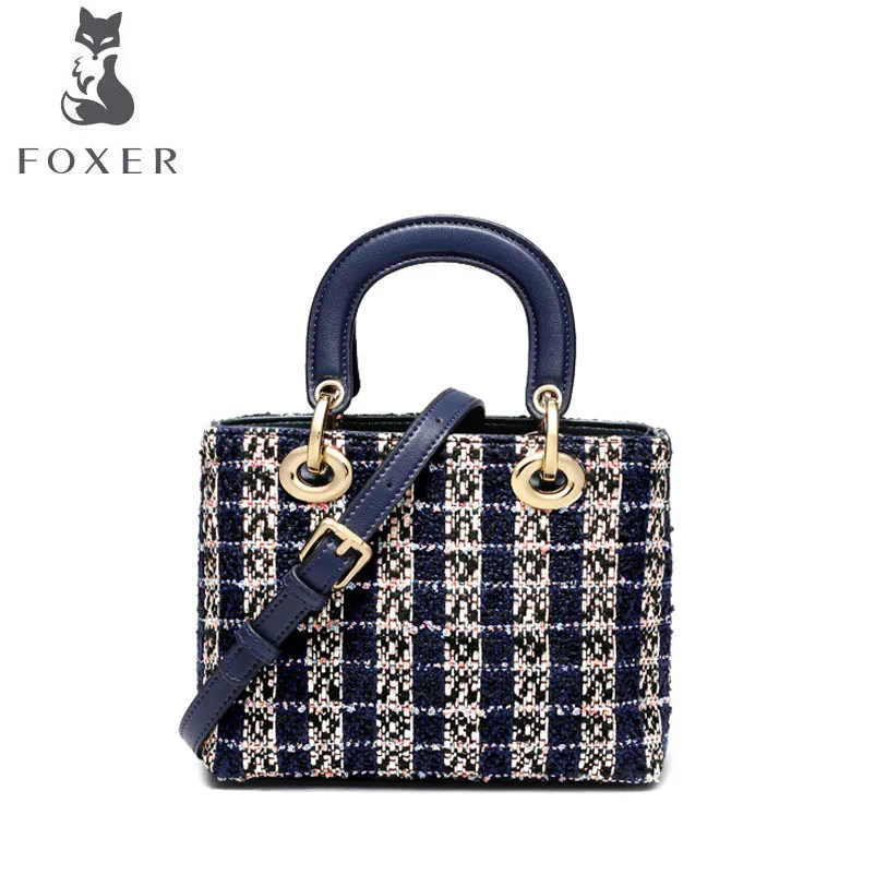 

FOXER New women Leather bag luxury handbags women famous brand Simple Polyester material fashion women leather shoulder Bag