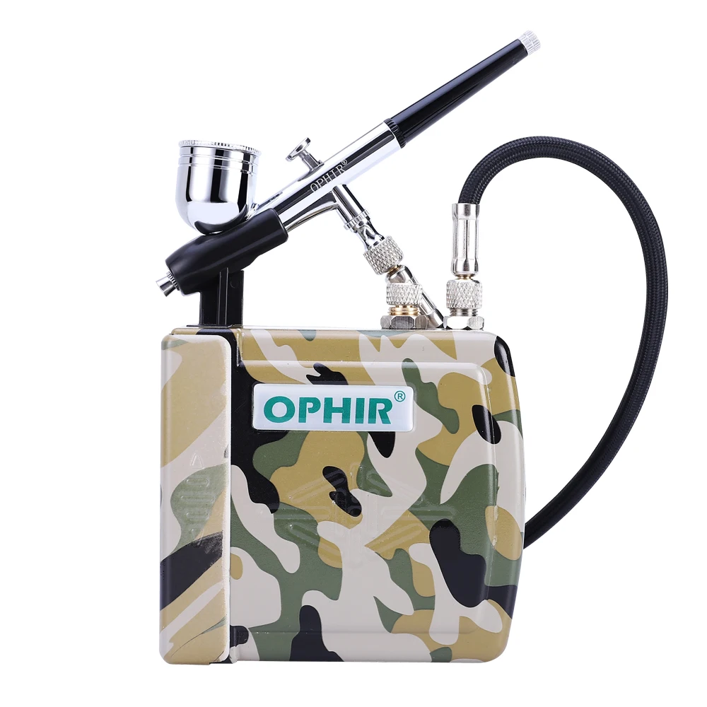 

OPHIR Free shipping Gray Airbrush Mini Air Compressor 0.3mm Dual-Action for Cake Decoration #AC003+AC004+AC011