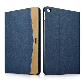 

For iPad 9.7 inch 2017 Canvas Leather Tablet Case Casual Slim Foldable Stand Smart Cover for Apple iPad 2018 Flip Business Case