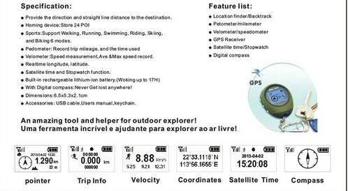 YUANMINGSHI портативный мини gps трекер, Локация искатель с цифровым компасом+ трек Hiker mate Спорт на открытом воздухе мини gps трекер