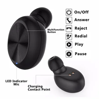 

2019 new mini invisible wireless in-ear Bluetooth headset wireless with microphone for mobile phones