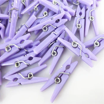 

100Pcs Mini Plastic Purple Pegs Pin Clothespin Baby Photo Paper Peg For Craft Clips Decorations 9 x 25mm
