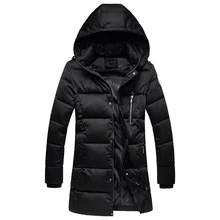 Модная парка мужская зимняя куртка с капюшоном Повседневная стоячий воротник на молнии однотонное толстое длинное зимнее пальто мужские парки размера плюс M-5XL