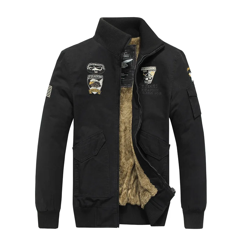 MA1 Pilot Bomber Motorcycle Jackets Men Flight Pilot Air Force Coat Winter Padded Plush Thick 