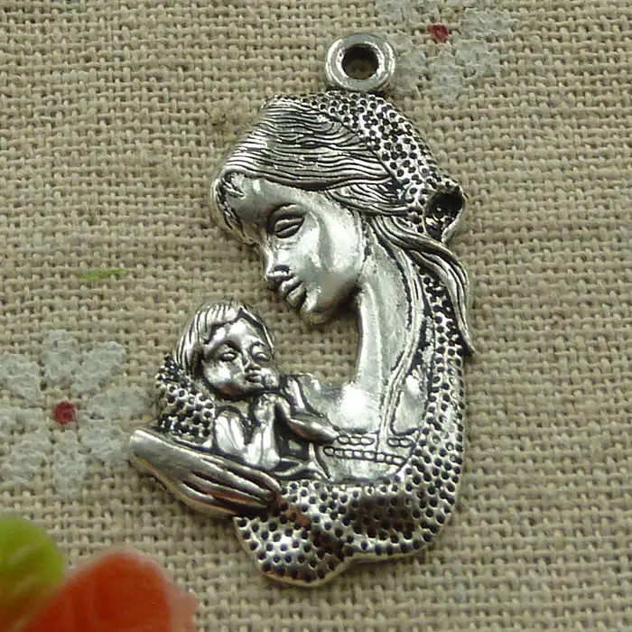 54 pieces tibetan silver mother and child charms 37x21mm 2404in