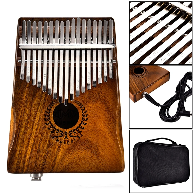 Kalimba 17 Keys Thumb Piano builts-in EVA high-performance protective box, tuning hammer and study instruction