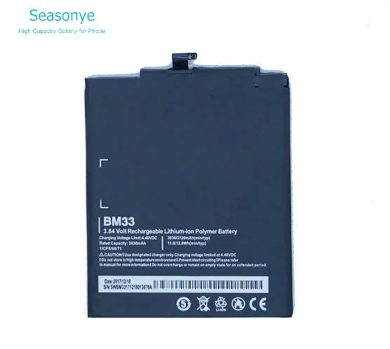 

Seasonye 1x 3030mAh / 11.6Wh BM33 / BM 33 3.84VDC Phone Replacement Li-Polymer Battery For Xiaomi Mi4i Mi 4i M4i + Tracking Code