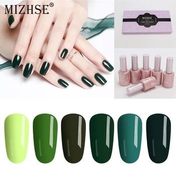 

MIZHSE Gel Lacquer Sets Soak Off 18ML Army Green Nail Polish Esmaltes Permanentes DE UV Y LED Set Of Varnishes Top And Base