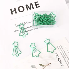

Cute Cartoon Christmas Tree Shape Paperclip Green Note Clip Pin Decorative Art design Paper Clips Decorative Star Paper Clip