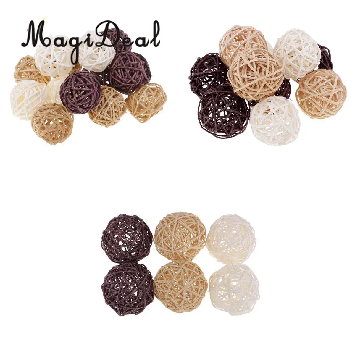 21pcs 3cm/5cm/7cm Mixed Colors Wicker Rattan Ball, Christmas Birthday Home Wedding Party Decorations DIY Ornaments Kids Toys