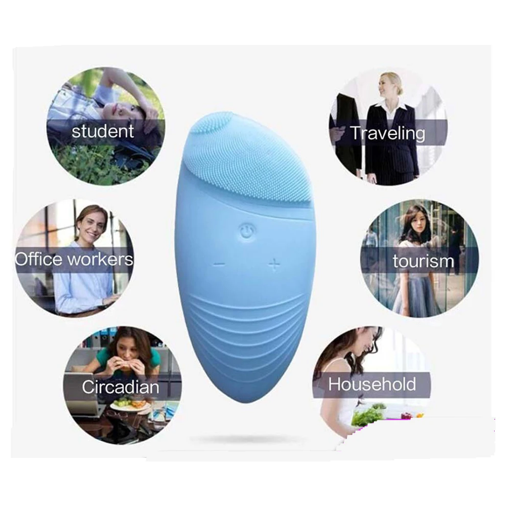 Face Cleaner Brush Machine Electric Masssage Silicone Ficial Massager Wrinkle Blackhead Remover Face Skin Lifting Tool For Women
