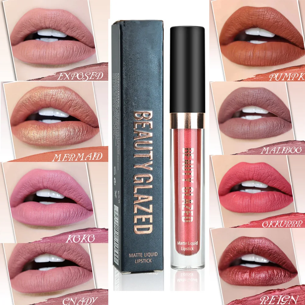 

10 Colors Waterproof Mate Red Lip Lipstick Long Lasting Liquid Makeup Metallic Gloss Make Up Nude Lip Stick Matte Lip Stick