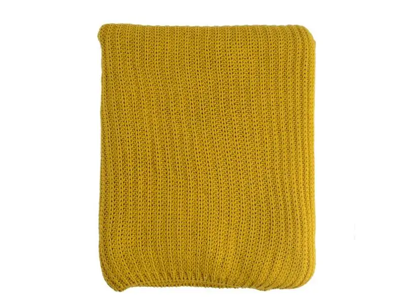 Plaid twin size TKANO, Essential, 130*180 cm, mustard