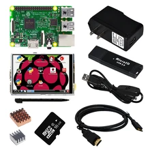 Raspberry Pi 3 Model B Board +3.5 TFT Touch Screen +Clear Case + 2pcs Heat Sink + 16GB TF Card + Power Supply 2.5a(EU OR US)