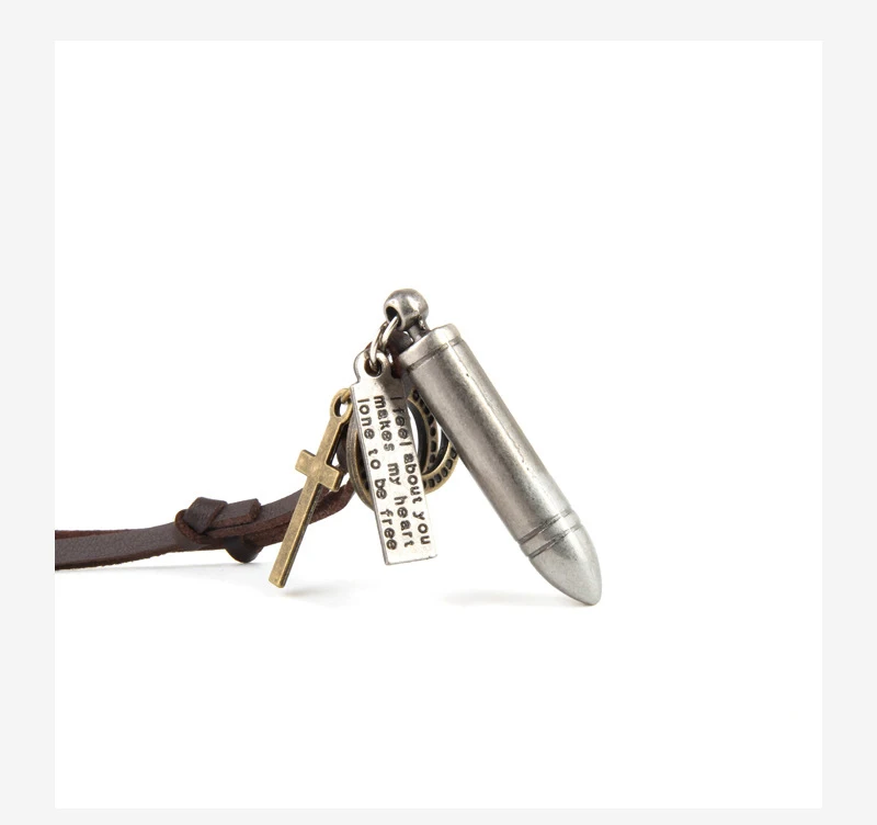 NIUYITID Vintage Bullet Necklace & Pendants For Men Chain Necklace Long Leather Rope Creation Jewelry Cool Male Bijoux (12)