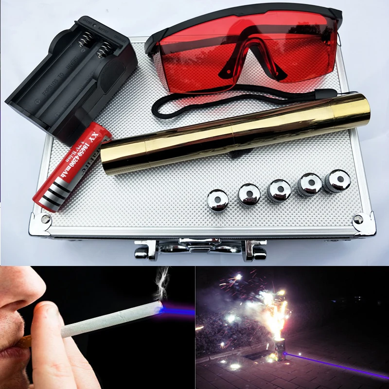 

High power Burning Blue Laser Pointer Flashlight sight Torch 445nm 10000m Focusable Lazer burn match candle lit firecracker