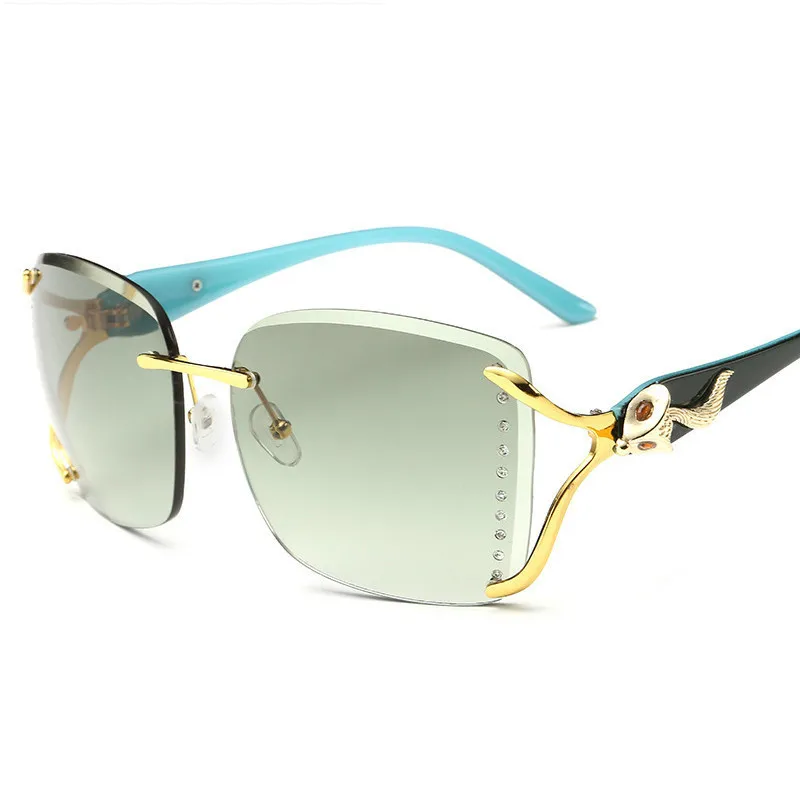 Женские солнцезащитные очки без оправы в стиле ретро|sun glasses female|luxury women sunglassesbrand sun