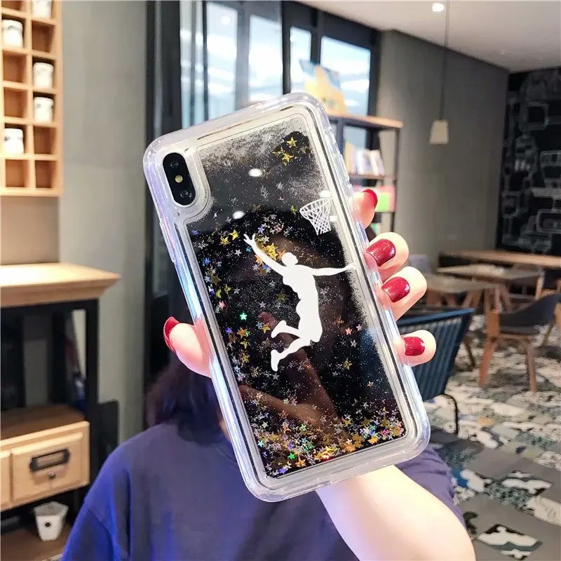For iPhone XS Max Dynamic Liquid Bling NBA Basketball Star Phone Case VIP Star TPU Back Cover For iPhone XR X 6 6S 7 8 Plus Case (1)