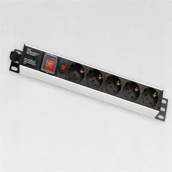 

PLYMOTON PDU 1U Power Strip EU Standard Multiple AC Outlets Sockets Surge Overload Protector Extension 2M Socket Plugs