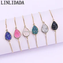 10 шт Мода падение форма Друза титана Кристалл кварцевое звено браслет женские ювелирные изделия с бриллиантами