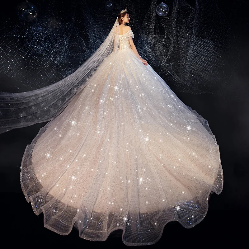 Роскошное блестящее бальное платье Vivian's Bridal звездное небо с кисточками