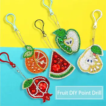 

5Pcs 5D DIY Diamon Painting Keychain Fashion Color mix Cartoon Butterfly/Love Heart Keyring Handmade Diamond Mosaic Bag Pendant