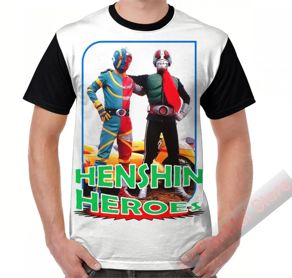 Summer Graphic t shirt men tops tees HENSHIN HEROES printed women funny T-Shirt Short Sleeve Casual tshirts | Мужская одежда