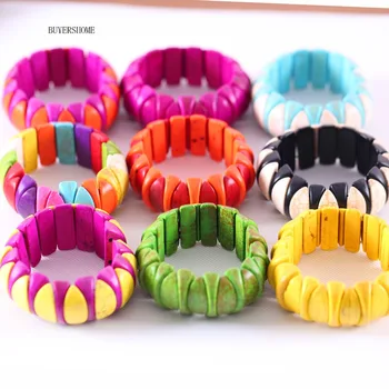 

Supply Women Jewelry Gift Cord Bangle Stretch Natural Stone Beads Red Green White Purple Yellow Howlite Bracelet 8" 10Pcs H610