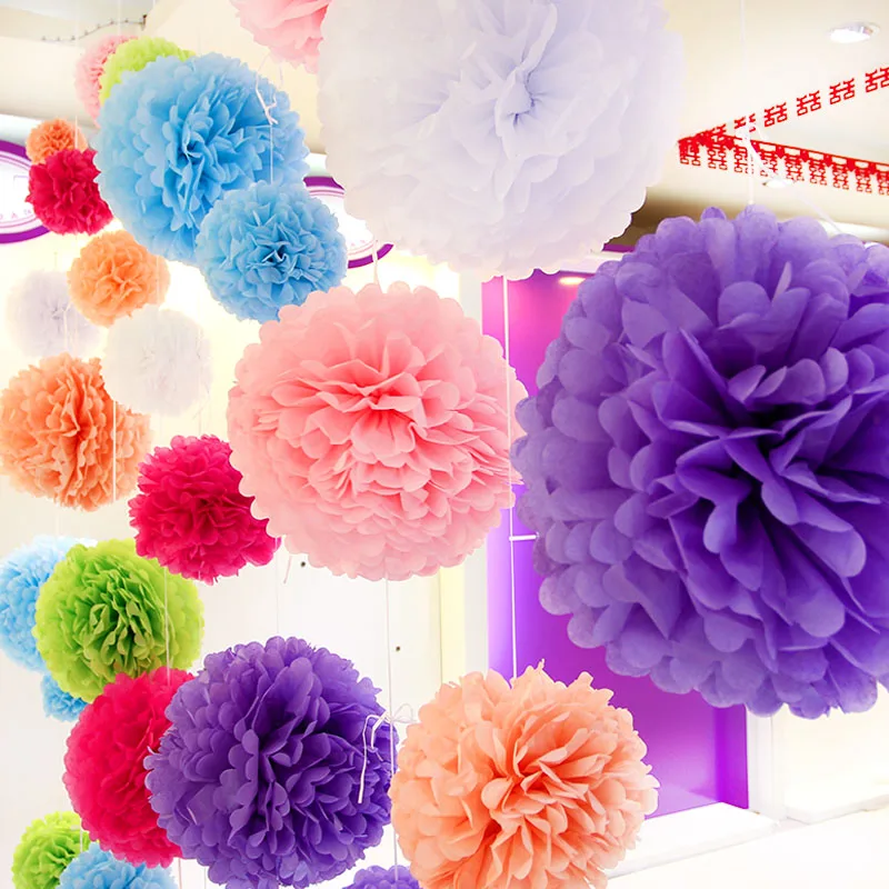 Тканевые помпоны 4 6 8 10 12 14 дюймов|baby shower|for weddingbaby shower supplies |