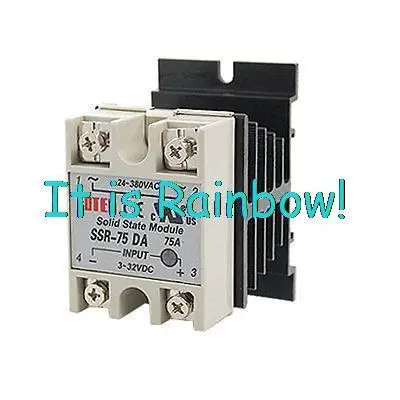 

Free Shipping DC-AC Output 3-32V DC 24-380VAC Solid State Relay 75A + Heat Sink
