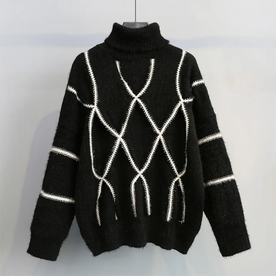 0,58 кг Для женщин свитер пуловер Топы Трикотажные изделия для дамы свободные толстые теплые модные Повседневное милые осень-зима YFNT1644