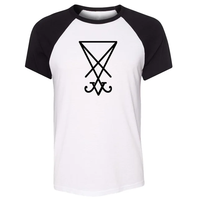 Fashion Lucifer Design Raglan Short Sleeve T Shirt Men Women Blue Black 