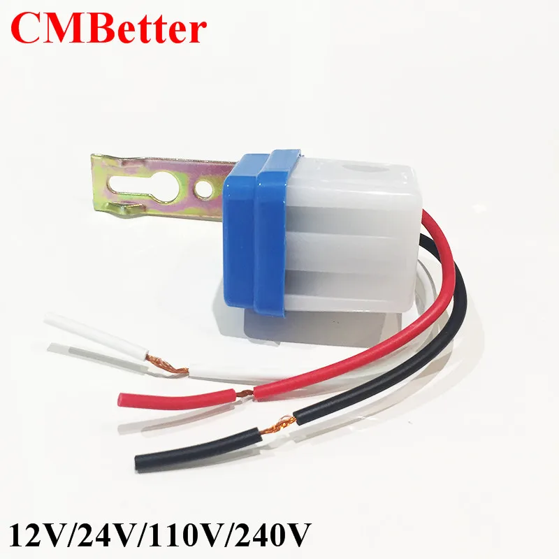 2pcs 10A Photoswitch Sensor Switch Auto On Off Photocell Street Light Control Sensor switch AC DC 12V 24V 110v 220V (7)