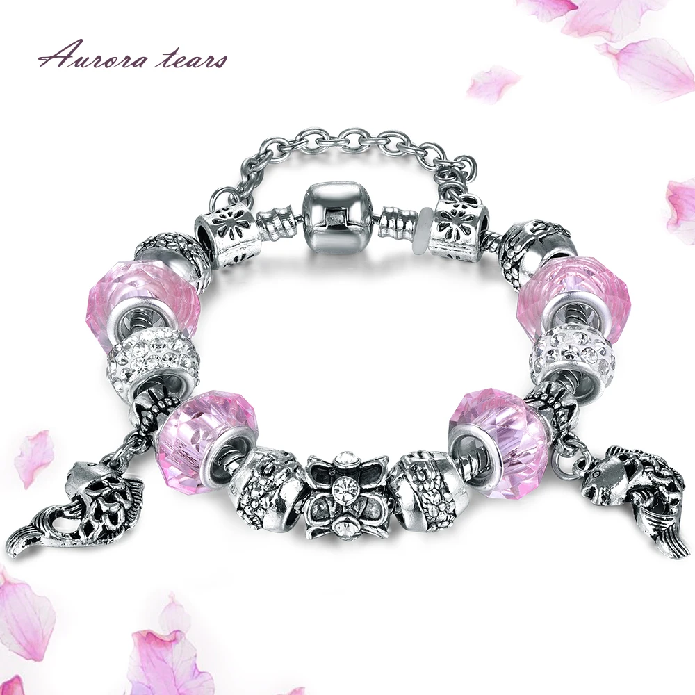 Bracelets for Women Charm Female Fashion Bracelet Jewelry Crystal Stone Bead Crown Bangles Handmade Wedding Bridal Girl Gift