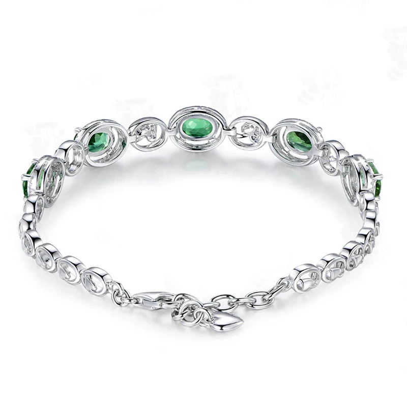 Женский браслет, браслеты из стерлингового серебра 925, хорошее ювелирное изделие, Овальный зеленый цвет, корейский стиль, милые вечерние, подарок для любви