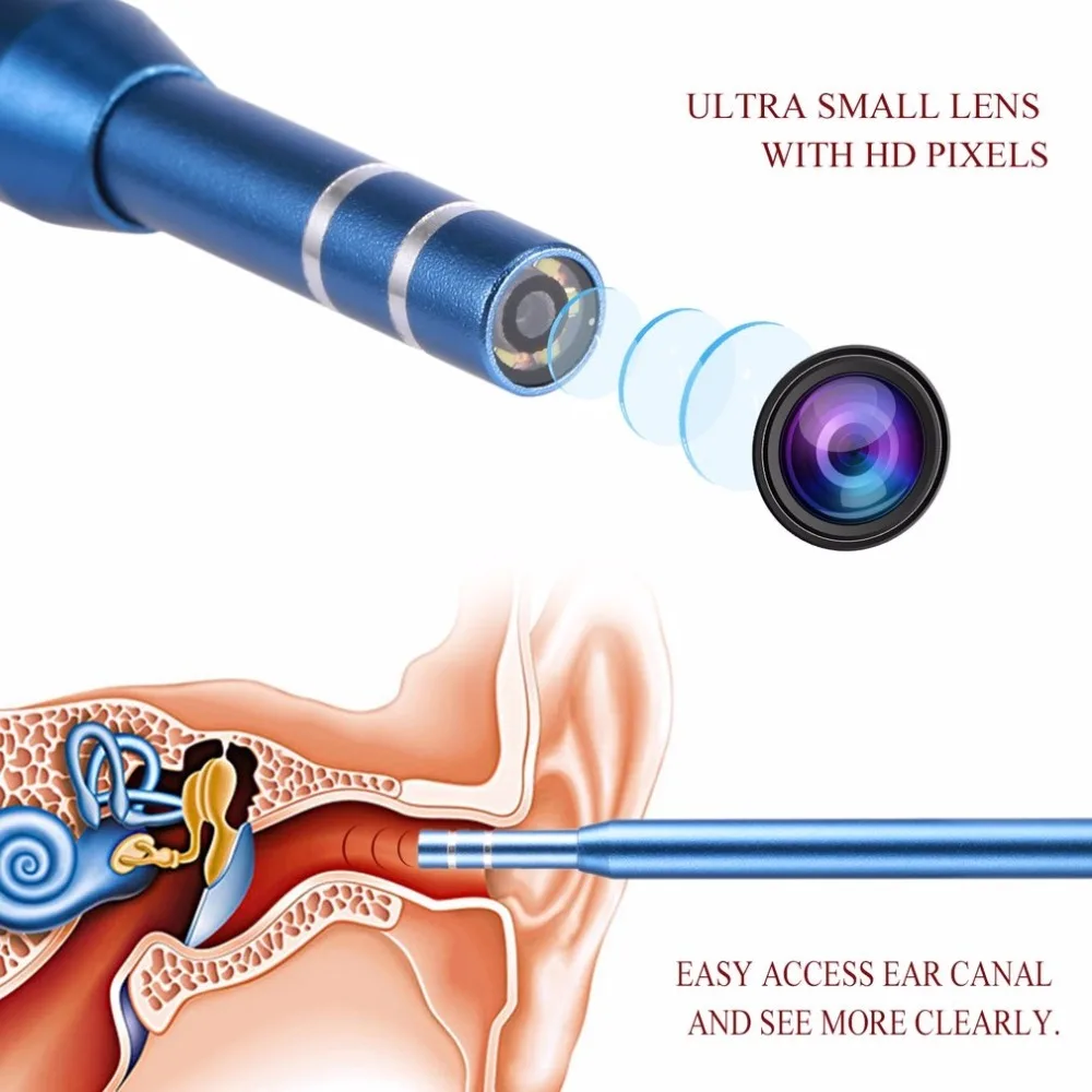 3 in 1 Ear Cleaning Endoscope High Definition Visual Earpick With Mini Camera Health Care USB Tool Medical Endoscopes | Красота и