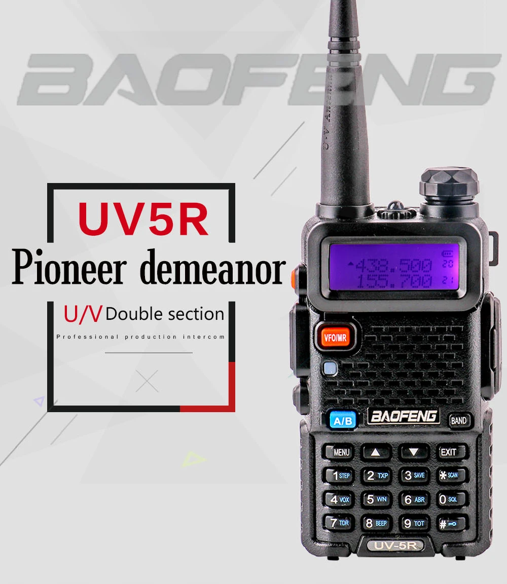 Профессиональная рация 10 км UHF VHF 5 вт UV-5R uv с фонариком VOX FM CB трансивер 2 способ радио коммуникатор baofeng uv5r