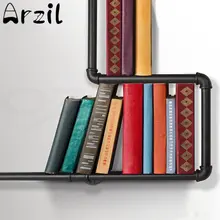 Iron Industrial Urban Style Pipe Books Shelf Storage Shelving Home Study Books Holder Organizer Vintage Storage Tools Supplies