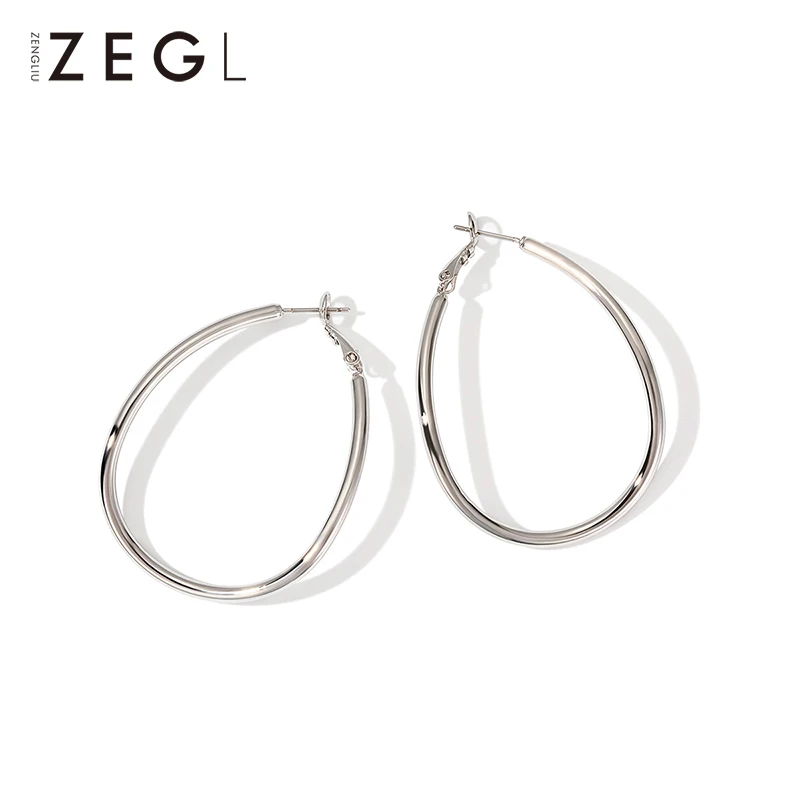 Женские серьги гвоздики ZEGL элегантные овальные с геометрическим