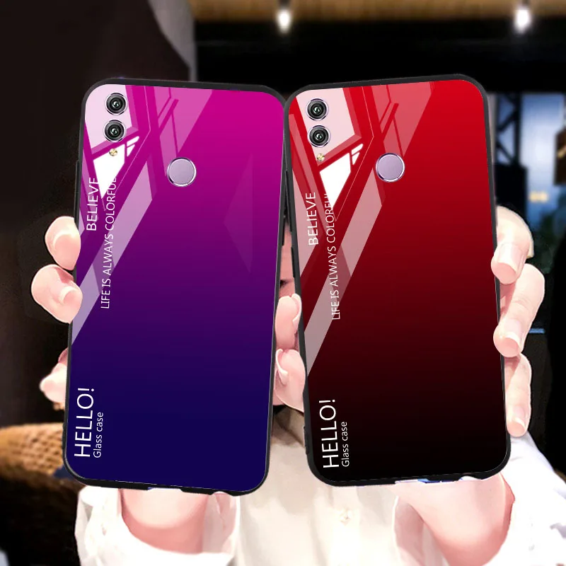 

Huawei Honor 8X Case Gradient Tempered Glass Cover For Huawei Honor Play 8A 8C 8S Max Y5 Y6 Pro Prime 2019 Cases Silicone Bumper