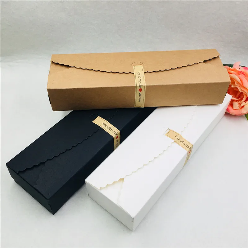

50PCS/Lot Long Cuboid Design Classical Colors Kraft Paper Jewelry Packing Box 23x7x4cm Large Capacity For Pack Jewelry Necklaces